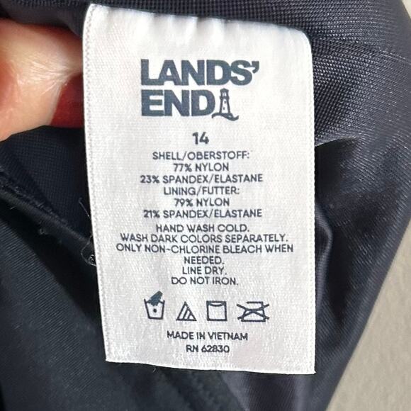 Lands End Black Chlorine Resistant High Waisted Bikini Swim Bottoms Size 14 - Picture 2 of 5